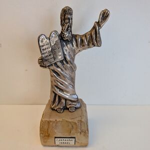 Sterling Silver 925 Moses 10 Commandments Sculpture Isaac Yeheskel Israel 5.5"